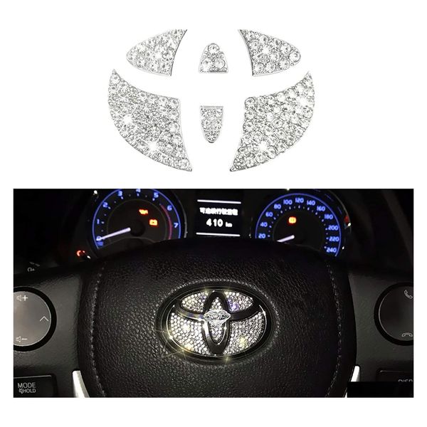 Fundas para volante Crystal Bling Emblem Compatible con Camry Corolla Rav4 Highlander Sparkly Overlay Diamond Decal Drop Delivery Dhdeo