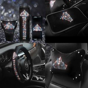 Couvre volant cristal diamant voiture couronne frein à main couverture de vitesse ceinture de sécurité épaule appuie-tête coussinets Auto intérieur accessoires