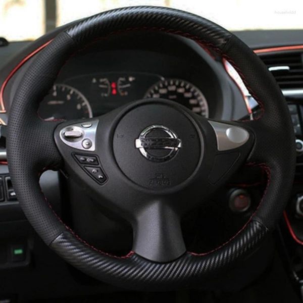Cubiertas de volante Personalizar DIY Cubierta de coche Cuero artificial antideslizante para Nissan Juke Maxima 2009-2014 Accesorios