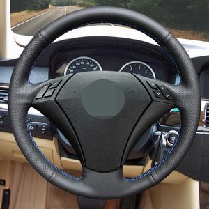 Stuurwielafdekkingen Aangepaste DIY Micro Fiber Leather Car Steering Wheel Cover voor BMW 523 530 523LI 525 520LI 535 545I E60 CAR Interieur G230524 G23052444