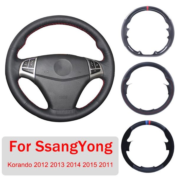 Couvertures de volant Couverture de voiture personnalisée pour SsangYong Korando 2012 2013 2014 2022 2011 Wrap de protection en cuir