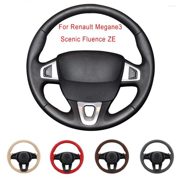 Cubiertas de volante Cubierta de automóvil original personalizada para Renault Megane 3 Scenic Fluence ZE Trenza de cuero artificial