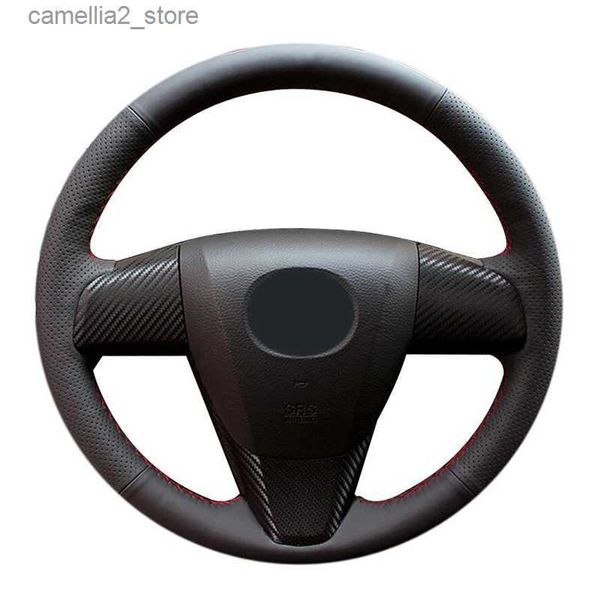 Fundas para volante Funda para volante de coche DIY original personalizada para Mazda 3 Axela Mazda CX-7 CX7 Mazda 5 Trenza de cuero negro para volante Q231016