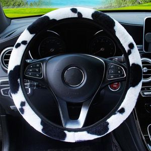 Cubiertas del volante Linda vaca moda cubierta del coche protector cálido grueso suave felpa decoración interior accesorios automotrices universal