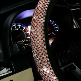 Stuurwielafdekkingen Design Rhinestones Crystal Car Steering-Wheels Auto Diamond Stoelriem Schouderwiel Cover Bekleding Bekleding Accessoires