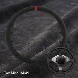 Cubiertas del volante DIY Car Streeing Cover Mitsubishi Lancer Evolution 8 VIII 9 IX Trenza de gamuza para antideslizante