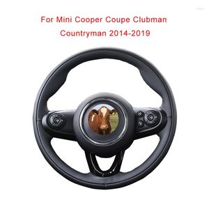 Couvertures de volant DIY Couverture de voiture en cuir de vachette Couverture personnalisée pour Mini Cooper Coupé Clubman Countryman 2014-2023
