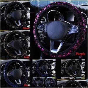 Cubiertas del volante Ers Car Er Patrón de copo de nieve que muestra personalidad para mujeres 37-38 cm Kit Drop Entrega Automóviles Motocicletas Int Ot5K4