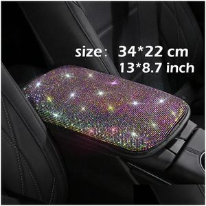 Couvre-volant Ers Mode Intérieur Accessoires de voiture Femmes Strass Appui-tête Accoudoir Er Shoder Pad Fuzzy Crystal Kit Drop Deli Oted0