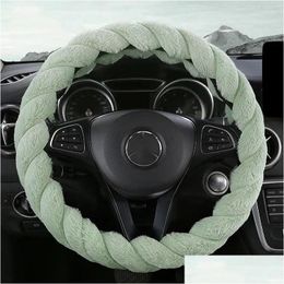 Cubiertas del volante Ers P Er 38 cm Diámetro Invierno Antideslizante Accesorios de automóvil Cálido Interior Mujer Decoraciones Drop Entrega Automóvil Otkbr