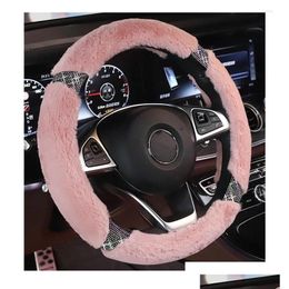 Stuurwielhoezen Ers Winter Diamond Sparkling Fashion Custom Dames Meisje Warm P Auto Suv Protector Decoratie Drop Delivery Automob Dhbcn