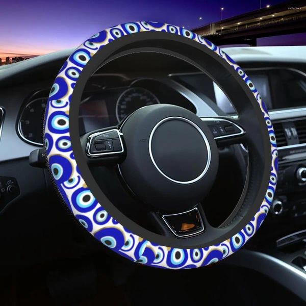 Couvre le volant Evil Eye Charms Couverture de voiture 38 cm Amulet grec nazar chanceux protecteur Elastische Style de voiture