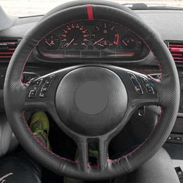 Stuurwiel Covers Voor 3 5 Serie E46 Coupe E39 X5 E53 Z3 E36 2000-2003 Auto-interieur cover Hand Gevlochten Geperforeerde Lederen Trim