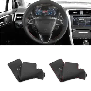 Stuurwiel Covers Voor Ford Mondeo Fusion 2013-2024 Rand 2024 Vlechten Op Auto Cover Trim Geperforeerd Microfiber Leer