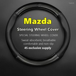 Stuurwiel Covers Voor Mazda Cover Echt Leer Koolstofvezel Geen Geur Dunne Fit Mazda3 Mazda2 Mazda6 Mazda5 Mazda8 2 3 5 6 8