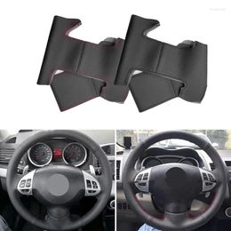 Cubiertas de volante para Mitsubishi Lancer X 10 2007-2024 Outlander 2006-2013 ASX 2010-2013 Pajero Sport 2008-2024 Funda de cuero para coche