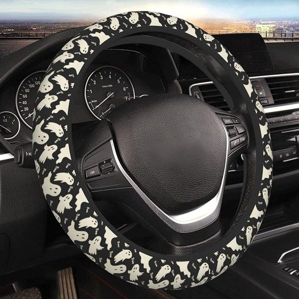 Cubiertas de volante Cubierta de patrón de fantasma Universal 15 pulgadas Lindo accesorios de coche Protector para mujeres hombres niñas