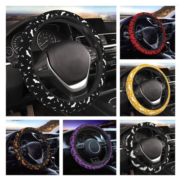 Couvre-volant Halloween Goth Bats et lune Couverture élastique pour femmes hommes universel 15 pouces anti-dérapant Auto voiture Wrap