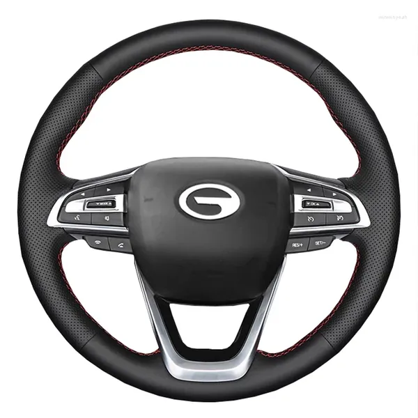 Cubiertas de volante Cosido a mano Cubierta de automóvil Envoltura de cuero para Trumpchi GAC M8 GS5 2023 Trenza en el protector del soporte del volante