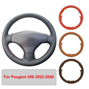 Steering Wheel Covers Hand-stitched Artificial Leather Car Steering Wheel Cover For Peugeot 206 2002-2006 Original Steering Wheel Braid G230524 G230524