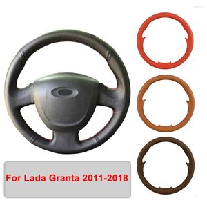 Housses de volant housse de voiture en cuir artificiel cousue à la main pour Lada Granta 2011-2023 tresse d'origine