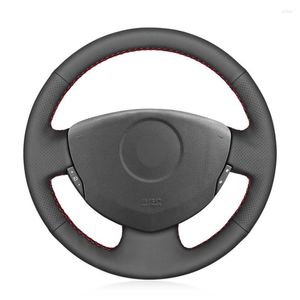 Steering Wheel Covers Hand-stitched Black Artificial Leather Car Cover For Clio 2 2001-2008 Twingo 2007-2014 Dacia Sandero