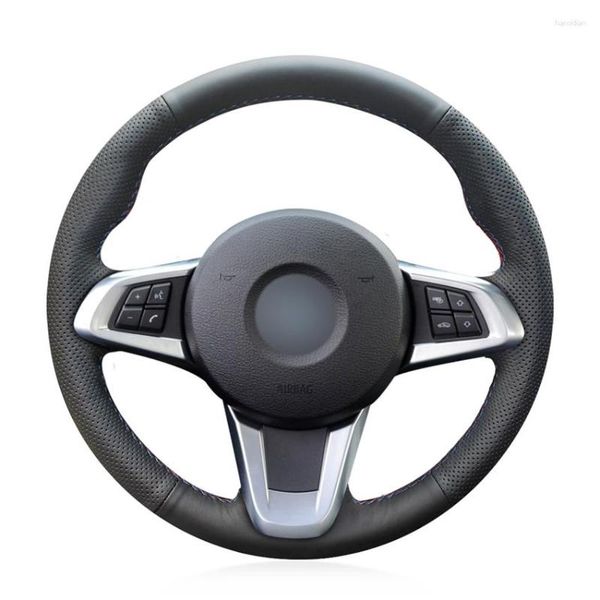 Cubiertas del volante de la cubierta de automóvil personalizada de cuero negro cosido a mano para Z4 E89 2009 2010 2012 2012 2013 2014 2023