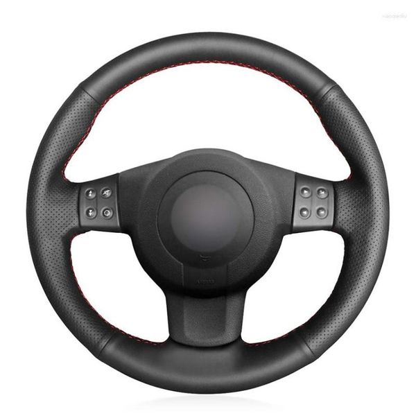Fundas para volante Funda de coche personalizada de cuero negro cosida a mano para Seat Leon (2 1P) Ibiza (6L) Altea XL 2007-2009