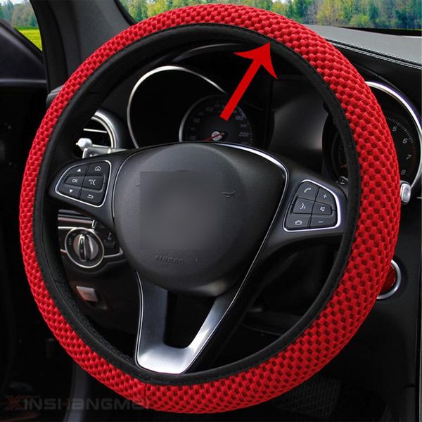 Couvre Volant Glace Soie Auto Couverture Universelle Pour 38CM Résistant À L'usure Antidérapant Accessoires De Voiture Noir Rouge Parfait DécorationSteering