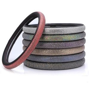 Stuurwielafdekkingen ingelegde kleur diamant auto deksel strass universele 38 cm accessoires interieur glanzend decoreren