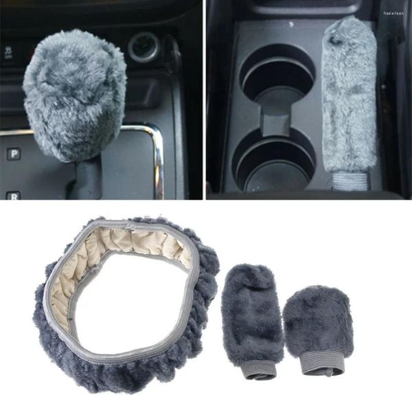 Couvre-volant Couverture intérieure Remplacement de la laine en peluche Doux Chaud Hiver Voiture Moelleux Changement de vitesse Frein à main