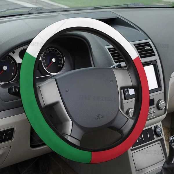 Cubiertas del volante Cubierta de la bandera italiana Universal 15 pulgadas Transpirable Antideslizante Coche para hombres Mujeres Camión Sedán