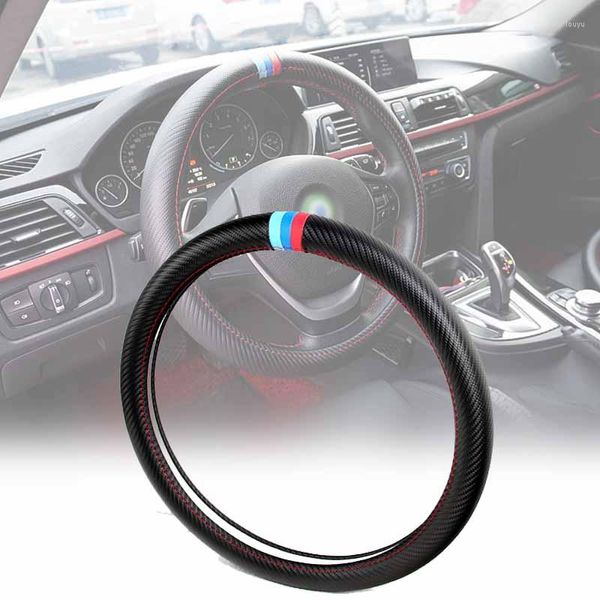 Cubiertas del volante JX-LCLYL DIY /// M Color Fibra de carbono Protector de cubierta de coche para