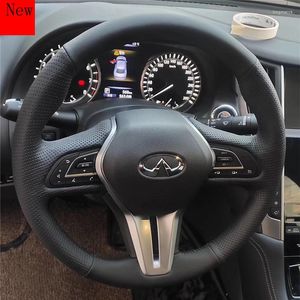 Stuurwielafdekkingen Lederen dekselset Niet-slipauto voor Infiniti 2023 QX5 Q50L Q70 QX60 Interieuraccessoires