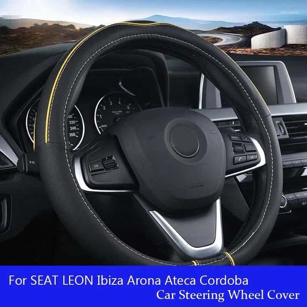 Cubiertas del volante Cubierta de cuero PU para SEAT LEON Ibiza Arona Ateca Cordoba Toledo Marbella Terra Ronda