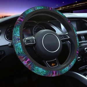 Couvre-volant Couverture de paon multicolore pour femmes Boho Green Car Stearing Wheeler Universal 15 pouces Protector Auto