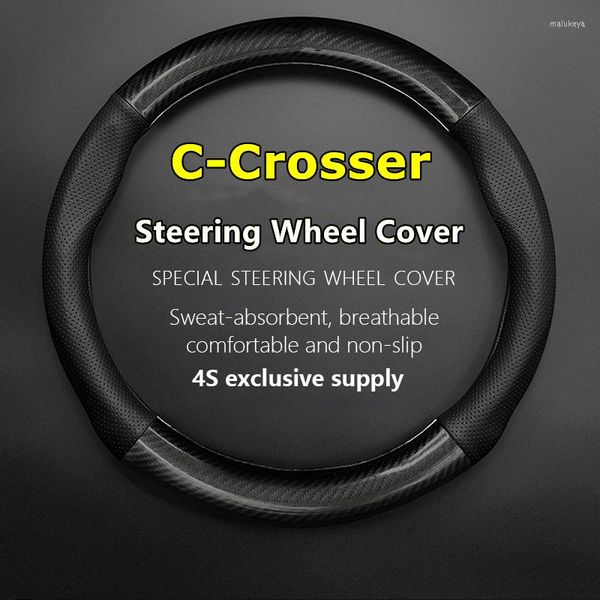 Cubiertas del volante Sin olor fino para C-Crosser Cover Cuero genuino Fibra de carbono Fit C Crosse 2007r