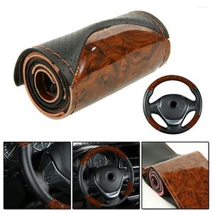 Steering Wheel Covers Parts Cover Peach Wood Replacement Truck Universal With Needles And Thread DIY Kit Accessory Fit 37-38cm Durable