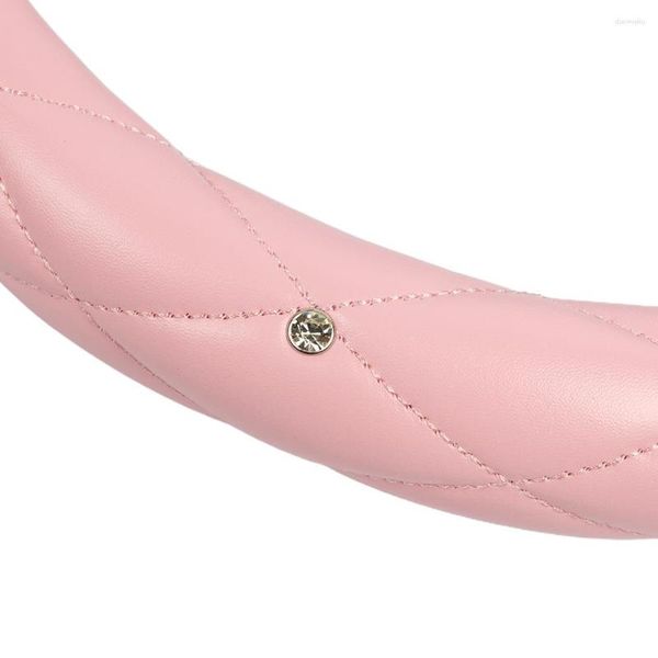 Cubiertas del volante Piezas Cubierta Rosa 15 pulgadas 38 cm Accesorios Cristal Diamante con Rhinestone Bling PU Cuero Durable