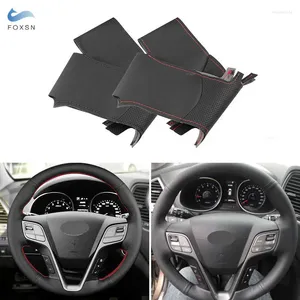 Stuurwiel Covers Geperforeerde Lederen Cover Trim Hand Gestikt Voor Hyundai Santa Fe 2013 2014 2024 Ix45 2013-2024