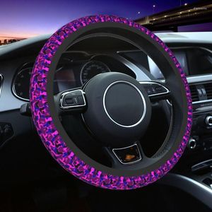 Stuurwielafdekkingen Purple Camouflage Camouflage Art Cover Fit voor Sedan Soft Car Protector 15 inch Auto -accessoires