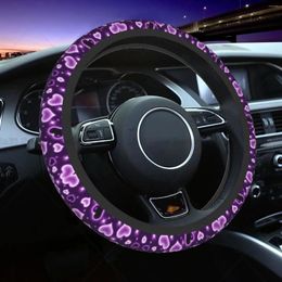 Couvre-volants Purple Glitter Heart Car Cover Universal Fit 15 pouces Roues de direction Roues Protecteur pour SUV Sedan Vans Women Men