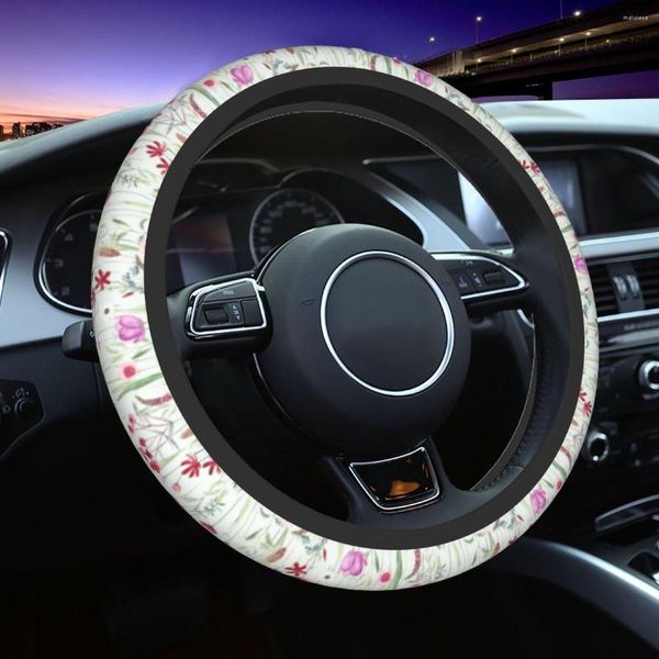 Cubiertas del volante Retor Wildflowers Flower Car Cover 37-38 Universal Auto Protector Elastische Accesorios