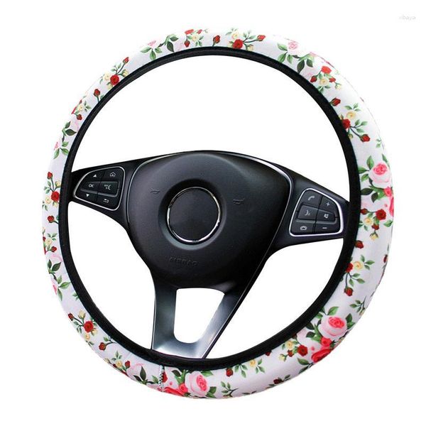 Couvre Volant Couverture Rose Fleur Protecteur Coussins Souples Confort Grip Voiture Automobile Pour Camion SUV