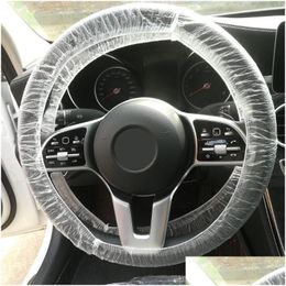 Cubiertas del volante Volante Ers PCS Ly Vehículo Coche Protector de plástico desechable Er Impermeable para accesorios interiores Steerin Dhld6