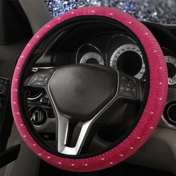 Couvre-volants Couverture de strass de voiture universelle avec étui en diamant de style de voiture en cristal étincelant Prote S4I8steering