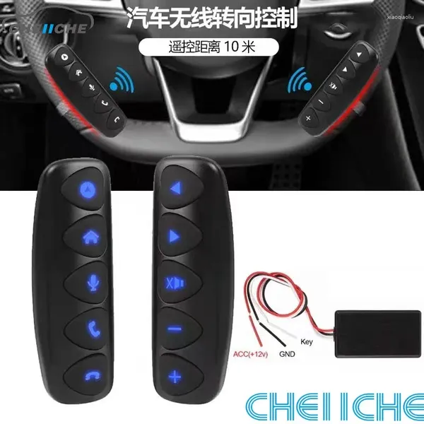 Cubiertas de volante universal botón de control inalámbrico de automóvil 10 llaves de retroiluminación azul para la navegación multimedia de radio gps