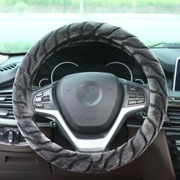 Stuurwiel bedekt Universal Fuzzy Steering-Wheel Plush Car Winter Warm Soft Interieur Accessoires Decoratie 37-38 cm