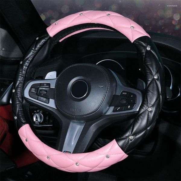 Housses de volant universelles en cuir Pu bâche de voiture Bling cristal artisanat décoration intérieure accessoires pour femmes L E6k5