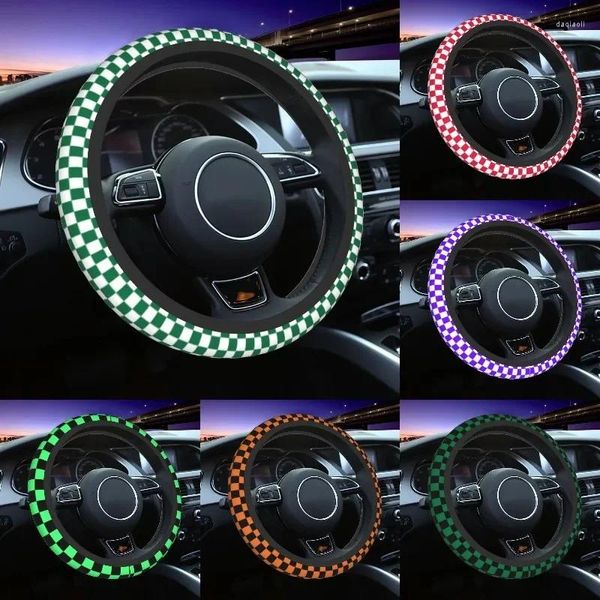 Couvre-volants Blanc et Cadmium Vert Damier Auto Couverture de voiture Plaid Universal 15 pouces Protecteur pour camions